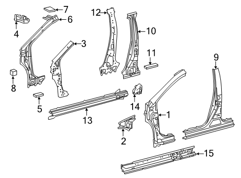 2016 Scion iM Center Pillar & Rocker, Hinge Pillar Inner Center Pillar Diagram for 61306-12200