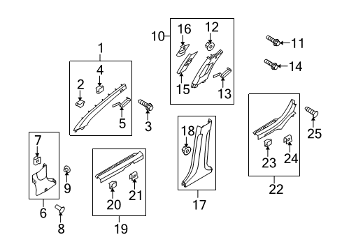 2010 Kia Forte Interior Trim - Pillars, Rocker & Floor Clip-Spring Diagram for 85839-22000