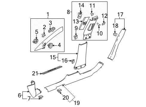 2010 Buick LaCrosse Interior Trim - Pillars, Rocker & Floor Molding Asm-Windshield Side Garnish *Light Cashmere Diagram for 9008030