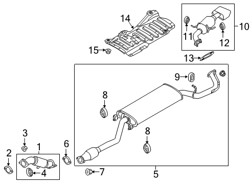 2018 Hyundai Santa Fe Sport Exhaust Components Front Muffler Assembly Diagram for 28610-2W400