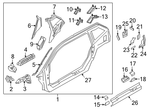 2018 BMW i3s Uniside Reinforcement Plate, Side Sill, Front.L.Bottom Diagram for 41007358993