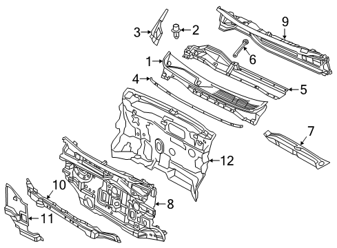 2018 Chevrolet City Express Cowl Insulator Diagram for 19316760