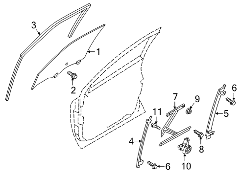 2020 Nissan Kicks Front Door Sash Assy-Front Door Lower, Front LH Diagram for 80215-5RF0A