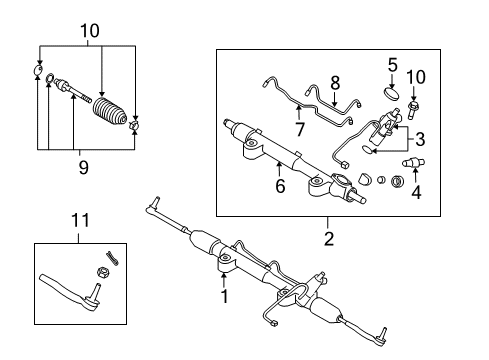 2009 Infiniti G37 P/S Pump & Hoses, Steering Gear & Linkage Power Steering Gear Assembly Diagram for 49200-JK62B