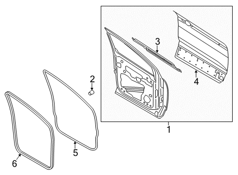 2016 Ford Escape Front Door Door Shell Diagram for CJ5Z-7820124-A