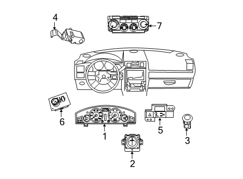 2008 Dodge Magnum A/C & Heater Control Units Cluster-Instrument Panel Diagram for 5172121AG