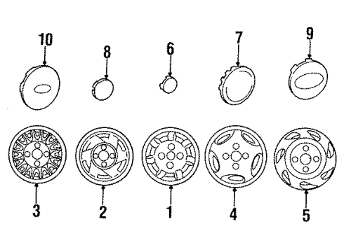 1993 Hyundai Excel Wheels Aluminium Wheel Assembly Diagram for 52910-24800-D