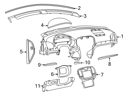 2013 Chrysler 300 Instrument Panel Bezel-Instrument Panel Diagram for 68147717AA