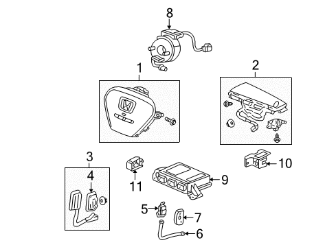 2003 Honda Element Air Bag Components SRS Unit (Siemens) Diagram for 77960-SCV-A71