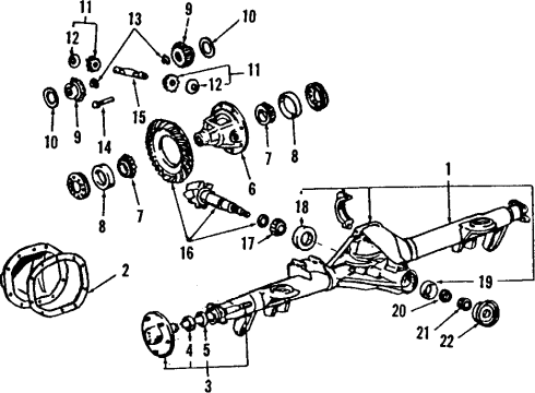 1998 Lincoln Town Car Rear Axle, Differential, Propeller Shaft Axle Assembly Diagram for F8AZ-4234-DA