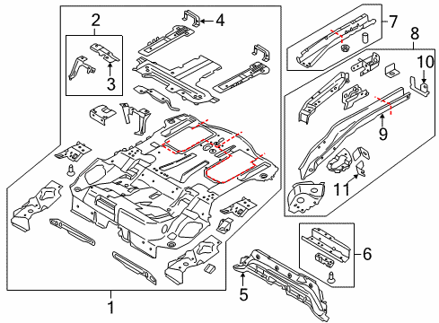 2014 Ford C-Max Rear Body - Floor & Rails Rear Floor Pan Diagram for FV6Z-5811215-B