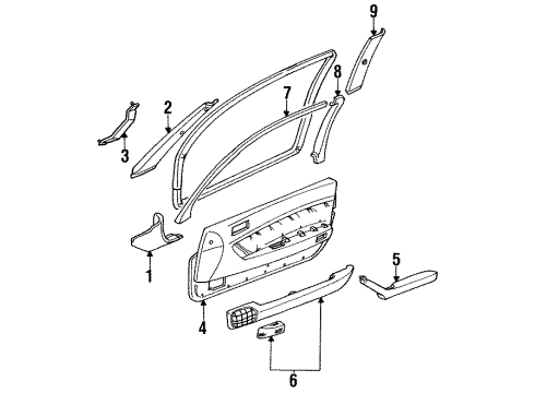 1991 Acura Legend Interior Trim Lining, Passenger Side Center Pillar (Shimmer Gray) Diagram for 84111-SP1-A00ZA