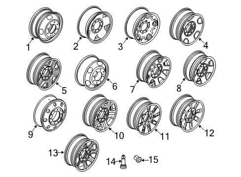 2008 Ford F-350 Super Duty Wheels Wheel, Alloy Diagram for 7C3Z-1007-A