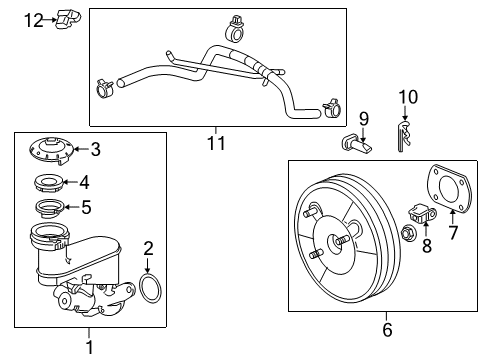 2020 Honda Passport Dash Panel Components Master Cylinder Assembly Diagram for 46100-TP6-A12