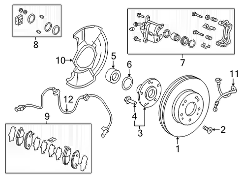 2022 Honda Civic Front Brakes CALIPER SUB-ASSY Diagram for 45019-T20-A00