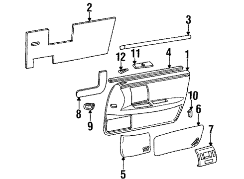 1993 Cadillac Seville Interior Trim - Front Door Refl-Front Side Door Armrest Mrkr *Red Diagram for 16669158