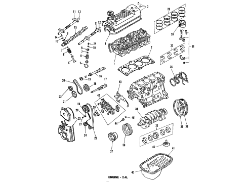 1993 Dodge Ram 50 Engine Parts, Mounts, Cylinder Head & Valves, Camshaft & Timing, Oil Pan, Oil Pump, Balance Shafts, Crankshaft & Bearings, Pistons, Rings & Bearings Belt-Valve Timing Diagram for 5096335AA