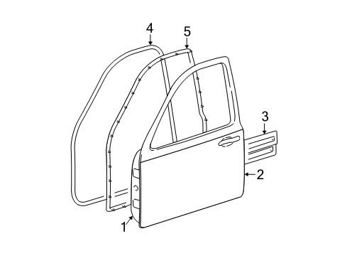 2003 Lincoln Town Car Front Door Weatherstrip Diagram for 2W1Z-5420531-AA