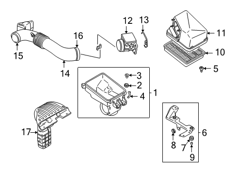 2004 Mitsubishi Eclipse Filters Air Inlet Duct Diagram for MR323265