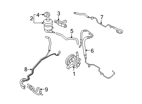 2006 Kia Sedona P/S Pump & Hoses, Steering Gear & Linkage Bracket-Reservoir Mounting Diagram for 572204D000