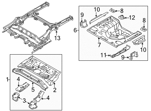 2016 Hyundai Elantra Rear Body - Floor & Rails Panel Assembly-Rear Floor Rear Complete Diagram for 65520-3X510