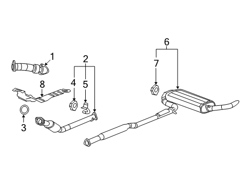 2006 Chevrolet Equinox Exhaust Components Muffler W/Tailpipe Diagram for 15831531