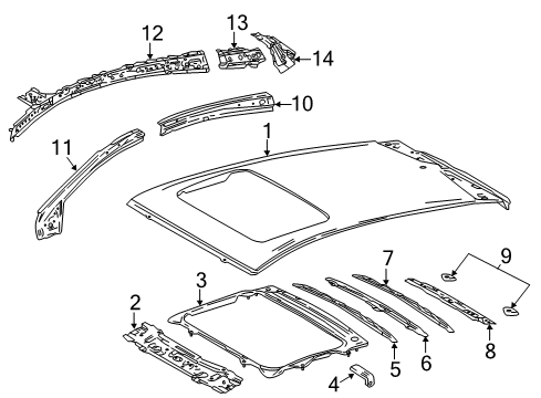 2022 Toyota Prius Prime Roof & Components Sunroof Reinforcement Support Bracket Diagram for 63118-47020