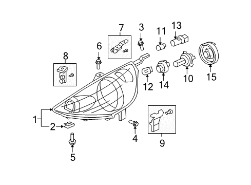 2007 Honda Fit Bulbs Bulb (12V 21W) (Amber) Diagram for 33301-SAP-003