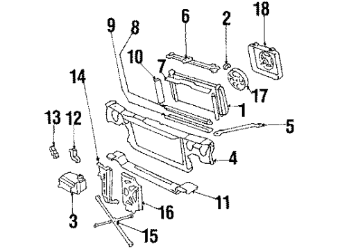 1984 Pontiac 6000 Radiator & Components, Cooling Fan Lower Tie Bar Brace Diagram for 25525537