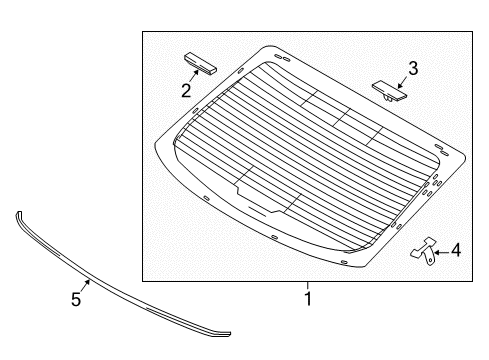 2017 Hyundai Elantra Back Glass, Reveal Moldings Moulding-Rear Window Glass Diagram for 87131-F2000