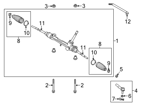 2019 Lexus UX250h Steering Column & Wheel, Steering Gear & Linkage Outer Tie Rod Diagram for 45047-49195