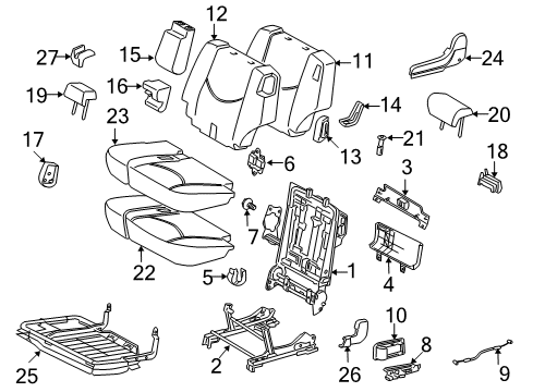 2008 Toyota RAV4 Second Row Seats Cushion Cover Diagram for 71076-0R030-B0