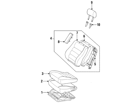 2002 Chevrolet Prizm Front Seat Components PAD, Front Seat Cushion Diagram for 94858138