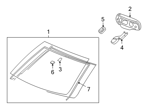 2012 Cadillac CTS Windshield Glass, Reveal Moldings Mirror Inside Cover Diagram for 22863529