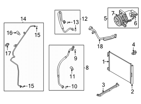 2021 Nissan Versa A/C Condenser, Compressor & Lines Pipe Assembly-Front Cooler, High Diagram for 92440-5RL0A