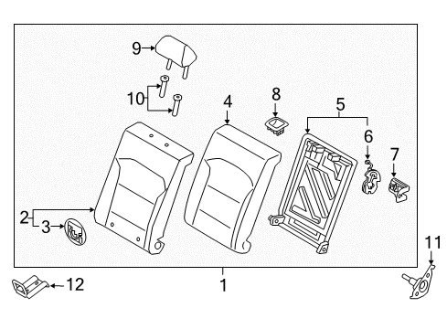 2019 Hyundai Ioniq Rear Seat Components Frame & Lock Assembly-Rear Seat Back Diagram for 89310-G2000-T9Y