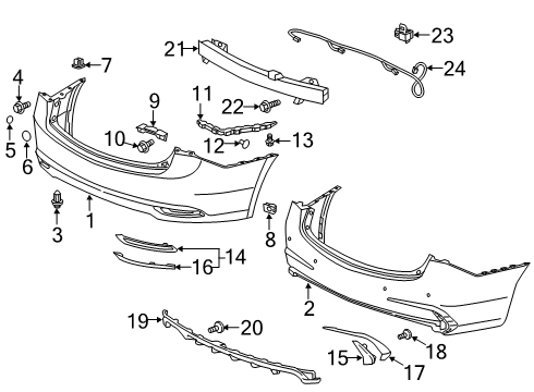 2020 Acura TLX Parking Aid Rear Rear Assembly, L Diagram for 33555-TZ3-A01