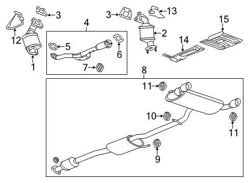 2012 Chevrolet Captiva Sport Exhaust Components Muffler & Pipe Insulator Diagram for 10112049