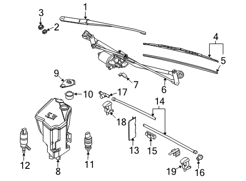 2005 BMW Z4 Headlamp Washers/Wipers Windshield Wiper Motor Diagram for 61617192969