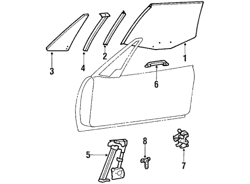 1988 Cadillac Allante Front Door Front Side Door Window Regulator Assembly W/O Motor - LH Diagram for 12374993