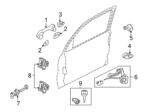 2002 Ford Escape Front Door - Lock & Hardware Latch Assembly Diagram for 2L8Z-78219A64-BAB