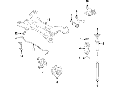 2020 Infiniti QX50 Rear Suspension Components, Lower Control Arm, Upper Control Arm, Ride Control, Stabilizer Bar Seat-Rubber, Rear Spring Diagram for 55036-5NA0A