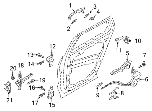 2022 Hyundai Palisade Rear Door Base Assembly-RR Dr O/S HDL, RH Diagram for 83665-S8000