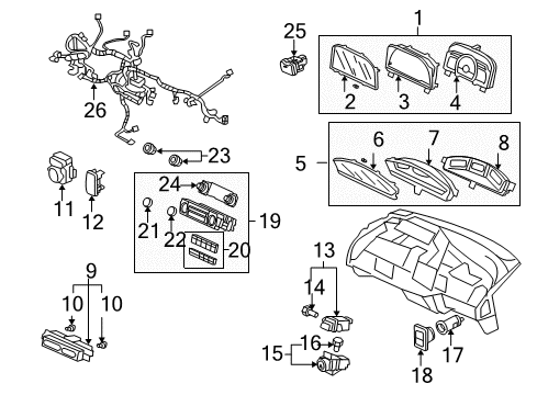 2006 Honda Civic Switches Switch Assembly, Back Light (Black) (U-Shin) Diagram for 28700-PWL-003