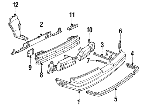 1993 Oldsmobile Cutlass Supreme Rear Bumper SHIELD, Bumper/Fascia Diagram for 10157706