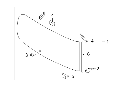 2014 Nissan Cube Back Door - Glass & Hardware Glass Back Door Window Diagram for 90300-1FC5C