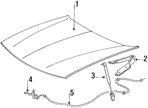 1993 Lincoln Continental Hood & Components Support Cylinder Diagram for E8OY16C826A