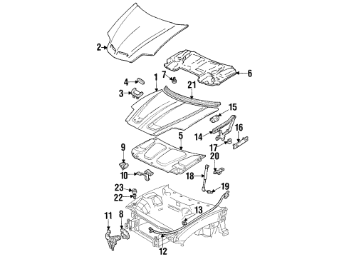 1996 Pontiac Firebird Hood & Components Rod Asm-Hood Open Asst Diagram for 10201454