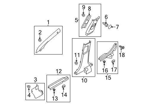 2012 Hyundai Sonata Interior Trim - Pillars, Rocker & Floor Trim Assembly-Center Pillar Upper RH Diagram for 85840-3Q000-TX