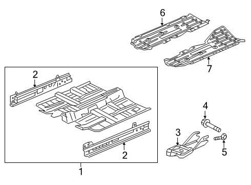 2019 Honda Civic Pillars, Rocker & Floor - Floor & Rails Sill, L. FR. Floor Diagram for 65190-TGG-305ZZ